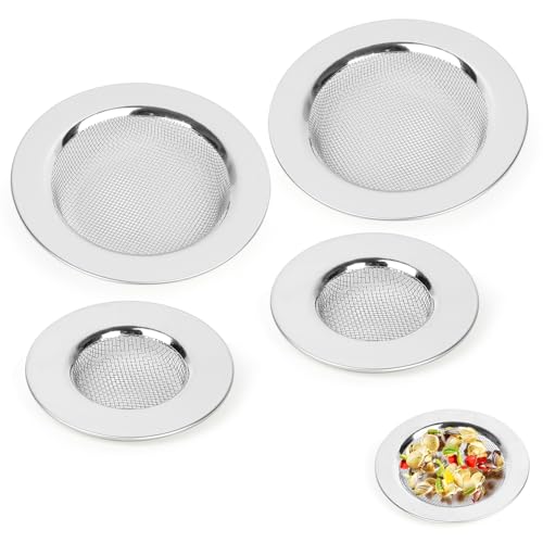 Annyswit 4 Stück Abflusssieb Set Edelstahl Spülbecken Sieb 1×2cm/7.6×1cm Abfluss Feiner Waschbecken Dusche Sieb Haarsieb für Gemüse Küche Spüle Filter Badewanne Küchenspüle Dusche Ablauf von Annyswit