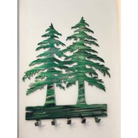 Gefüllter Tannenbaum. 5 Haken. Grün. Metall. Kabine. Rustikal. Dekor. Mantel. Schlüssel. Eingang. Blau von AnnzMetalzDesignz