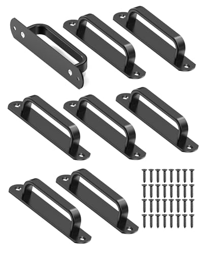 Anobeyi Scheunentürgriff aus Aluminium für Schubladen, Schrank, Dusche, Glas, Schuppen, Küche, Garage, Tortüren mit Schrauben, 14 cm, Schwarz von Anobeyi