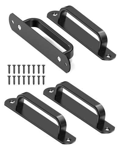 Anobeyi Scheunentürgriff aus Aluminium für Schubladen, Schrank, Dusche, Glas, Schuppen, Küche, Garage, Tortüren mit Schrauben, 14 cm, Schwarz von Anobeyi