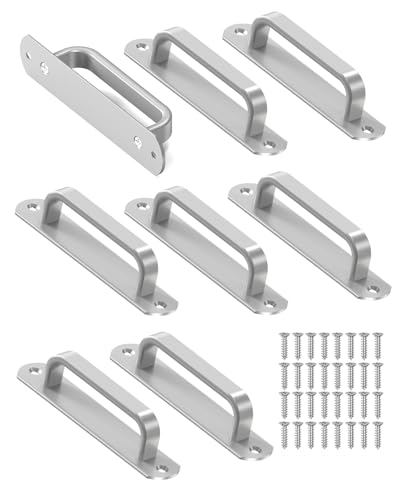 Anobeyi Scheunentürgriff aus Aluminium für Schubladen, Schrank, Dusche, Glas, Schuppen, Küche, Garage, Tortüren mit Schrauben, 14 cm, Silber von Anobeyi