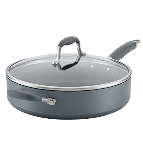 Anolon Advanced Home harteloxierte Antihaft-Schmorpfanne mit Helfergriff und Deckel, 5 Quart – Mondstein von Anolon