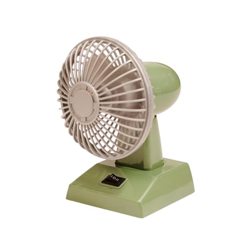 Oszillierender Mini-Ventilator im Retro-Stil, 10,2 cm, USB- und batteriebetrieben, 2-Gang-Desktop-Brise, energieeffizienter Luftstrom für Zuhause, Kinderspiel, Puppenhaus-Display, Sammlergeschenk von Anomat