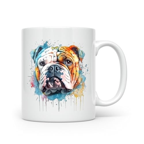 Anonymous Gifting Tasse mit englischer Bulldogge, Aquarelldruck, schöne glänzende bedruckte Tasse von SYNYEY