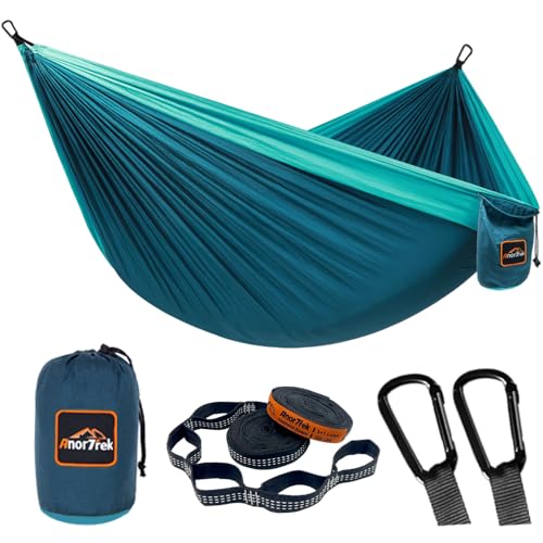 AnorTrek Camping Hängematte, superleichte tragbare Fallschirm Hängematte mit Zwei Baumgurten Einzel oder Doppel Nylon Reisebaum Hängematten… von AnorTrek