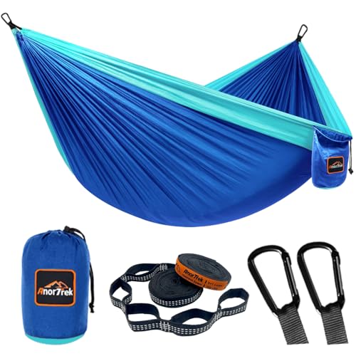 AnorTrek Camping Hängematte, superleichte tragbare Fallschirm Hängematte mit Zwei Baumgurten Einzel oder Doppel Nylon Reisebaum Hängematten… von AnorTrek