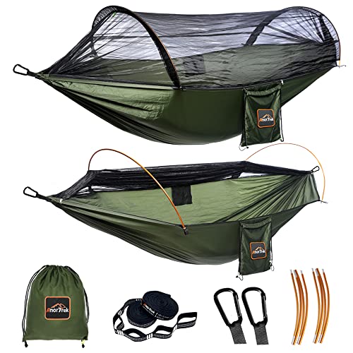 AnorTrek Professionelle Camping-Hängematte mit Moskitonetz, leichte tragbare Doppel-Hängematte, 230T Nylon-Hängematte für Camping, Wandern, Garten, Rucksackreisen von AnorTrek