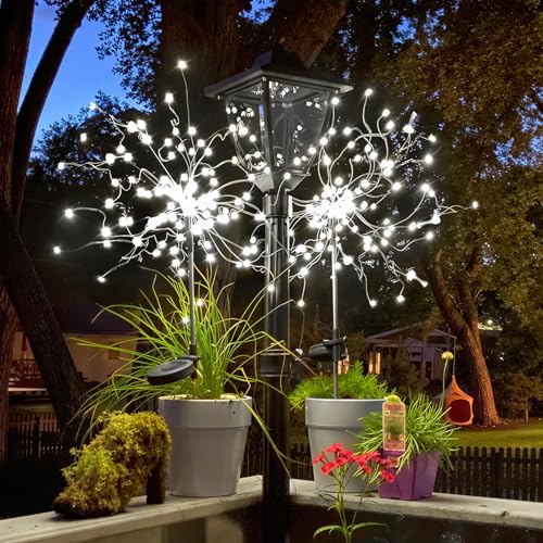 Anordsem Solarlampen Außen Garten Lichterkette Deko: Solar Feuerwerk Lights Gartendeko für Draußen Wetterfest - Solarleuchten Lichterkette 120 LED für Aussen Balkon Balkon [2 stück ] von Anordsem