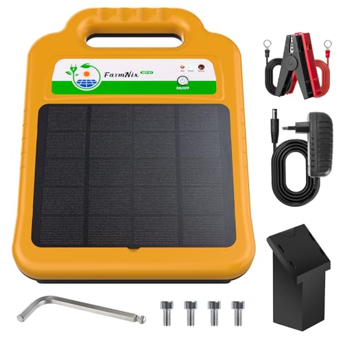 24 Stunden Solar weidezaungerät-Ladegerät, 16KM Bereich Elektrozaun, Bis zu 8KV Ausgang, 0.2J Wasserdicht Elektrischer Weidezaun, Zur Haltung von Geflügel oder Haustierweidevieh mit einem mobilen Zaun von Anosuwa