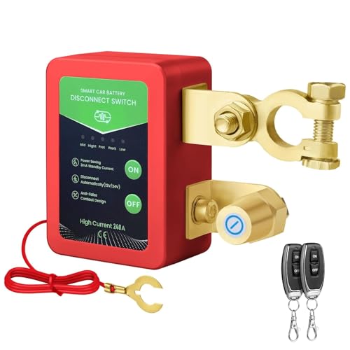 Drahtloser Ferngesteuerter Auto Trennschalter, 12V Batterie Trennschalter 240A, Batterie Kill Switch Anti-Diebstahl, automatische Abschaltung Schalter für Auto, Wohnmobil, Quad, LKW, Boot Drahtloser Ferngesteuerter Auto Trennschalter, 12V Batterie Trennschalter 240A, Batterie Kill Switch Anti-Diebstahl, automatische Abschaltung Schalter für Auto, Wohnmobil, Quad, LKW, Boot von Anosuwa