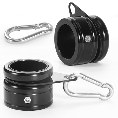 Fahnenmastringe, Aluminiumlegierung, 3,2 cm, 360° drehbar, Anti-Wickel-Montagering mit Karabiner, Fahnenmast-Set für 2,5 - 3,2 cm Durchmesser, 2 Stück (schwarz) von Anovo