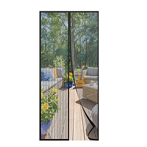 Anpro Fliegengitter Tür Moskitonetz Tür 110 x 222CM, Insektenschutz Magnet Vorhang Fliegenvorhang für Balkontür Wohnzimmer, Schwarz, EINWEG von Anpro