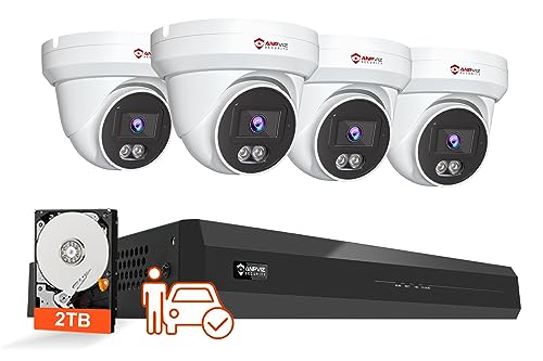 Anpviz 4K 8CH Überwachungskamera Set Aussen, 4pcs 8MP IP PoE Kamera Outdoor mit Smart Personen/Autoerkennung, Intelligente Zwei Lichtfarben Nachtsicht, 4K/8MP 8CH 2TB HDD NVR, 24/7 Aufnahme(U Serie) von Anpviz