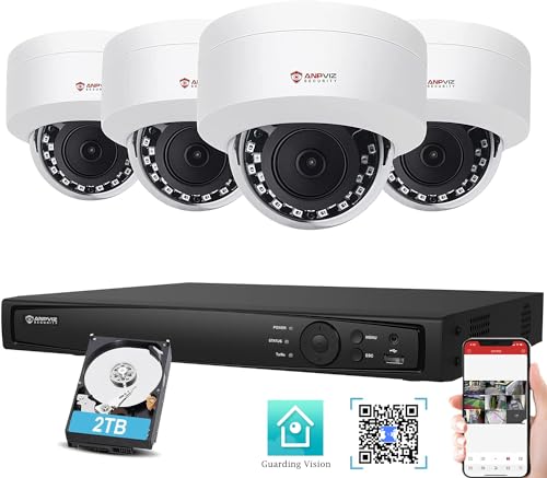 Anpviz 5MP Überwachungskamera Aussen Set, 8CH 4K NVR Videoüberwachung mit 4X 5MP CCTV PoE Kameras und 2TB HDD, 24/7 Aufnahme Innen Outdoor, Plug & Play, Bewegungserkennung, Wetterfeste IP66(H Serie) von Anpviz