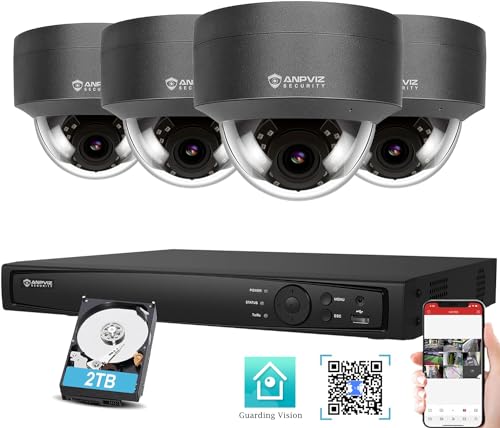 Anpviz 8CH Überwachungskamera Set, 4K NVR 5MP PoE Kamera Set mit 2TB HDD, 4X 5MP Überwachungskamera IP PoE Kamera System, 24/7 Aufnahme Innen Outdoor, IR Nachtsicht, IP66, Bewegungserkennung(H Series) von Anpviz