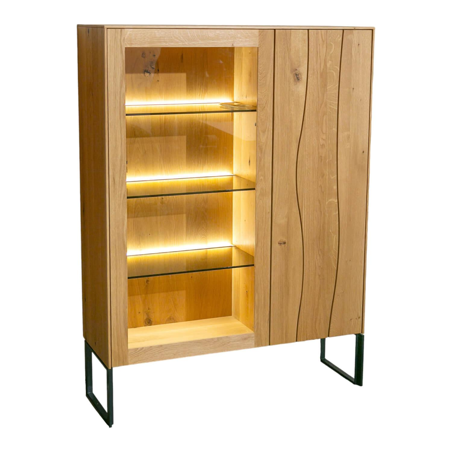 Highboard Contur Mileto Asteiche Gebürstet Natur Geölt Holzrahementür Mit Glas L... von Anrei