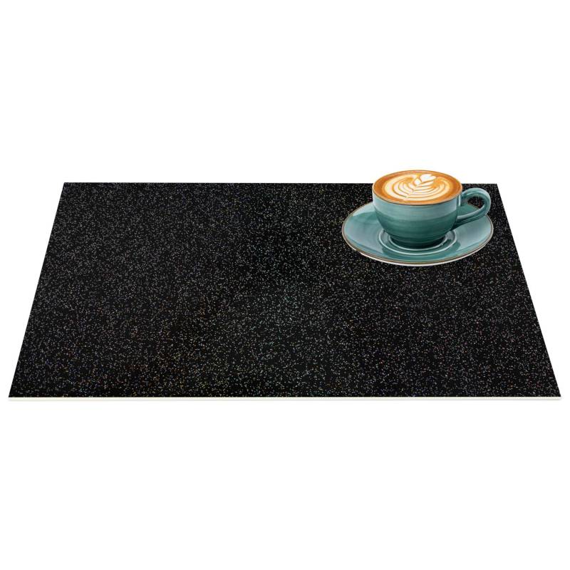 Platzsets Tischset Platzdeckchen abwaschbar Tischuntersetzer PVC hitzebeständig Glitzer Uni Schwarz 35x50cm von Anro