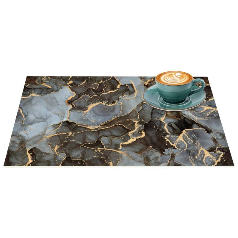 Platzsets Tischset Platzdeckchen abwaschbar Tischuntersetzer PVC hitzebeständig Marmor Dunkel 35x50cm von Anro