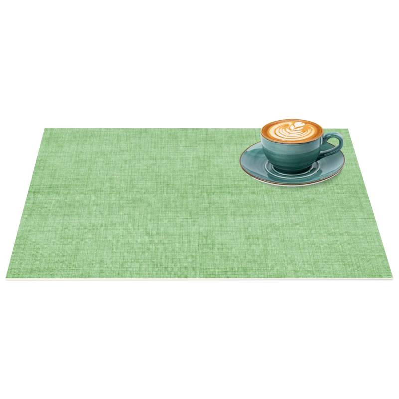 Platzsets Tischset Platzdeckchen abwaschbar Tischuntersetzer PVC hitzebeständig Uni Leinen green 35x50cm von Anro