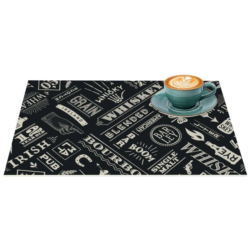 Platzsets Tischset Platzdeckchen abwaschbar Tischuntersetzer PVC hitzebeständig Whisky Anthrazit 35x50cm von Anro