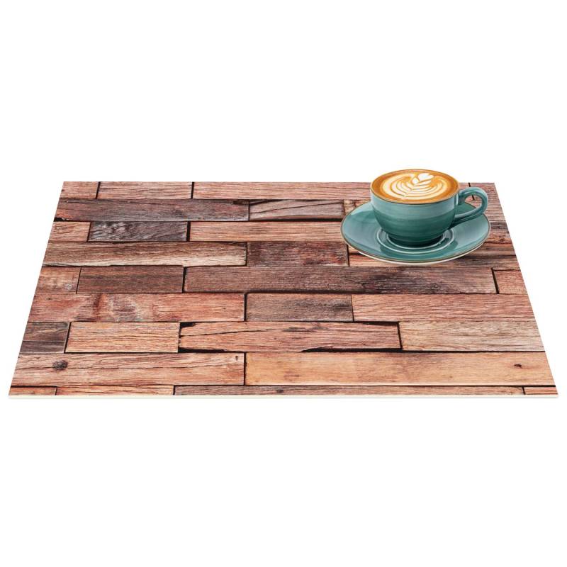 Platzsets Tischset Platzdeckchen abwaschbar Tischuntersetzer PVC hitzebeständig Whisky Wood Braun 35x50cm von Anro