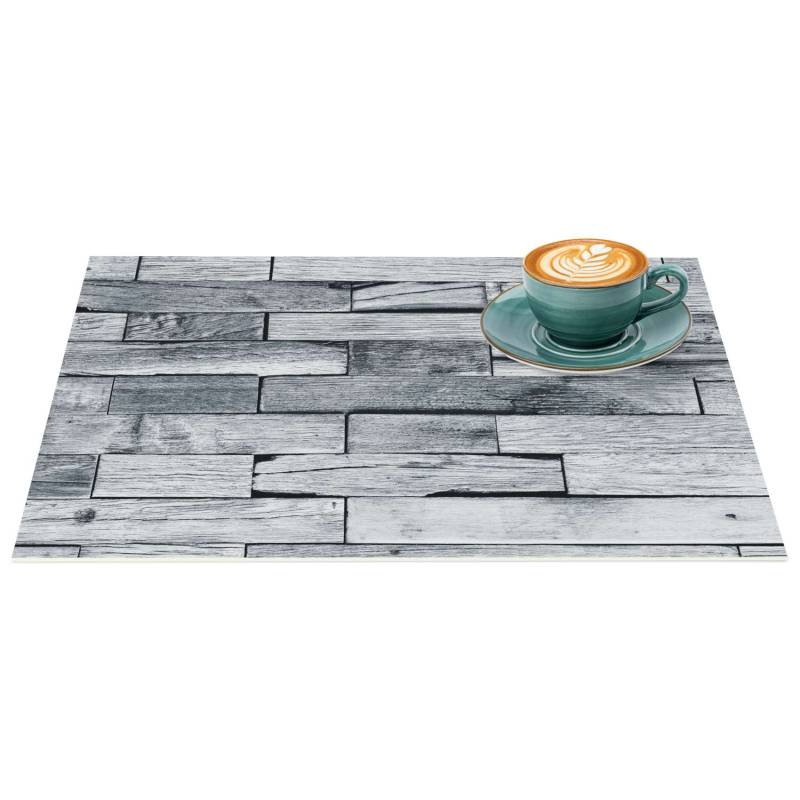 Platzsets Tischset Platzdeckchen abwaschbar Tischuntersetzer PVC hitzebeständig Whisky Wood Grau 35x50cm von Anro