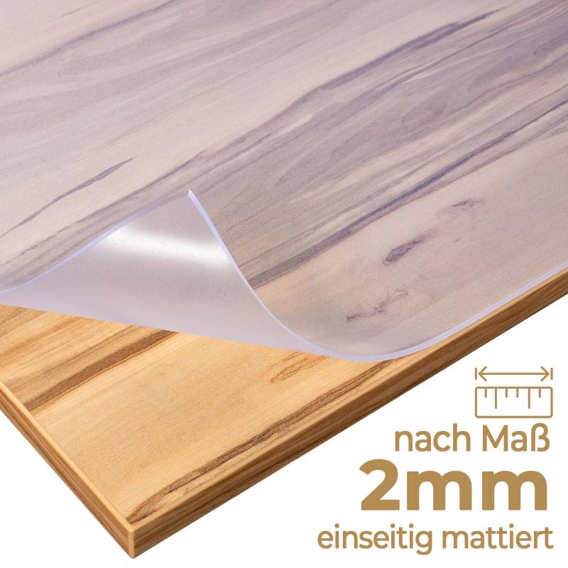 Tischfolie 2mm transparent einseitig mattiert nach Maß von Anro