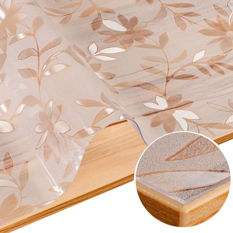 Tischfolie transparente Tischdecke durchsichtig Tischschutzfolie Tischschutz 1,5mm bedruckt Folie mit Motiv Blume B-Ware 90cm 100cm von Anro