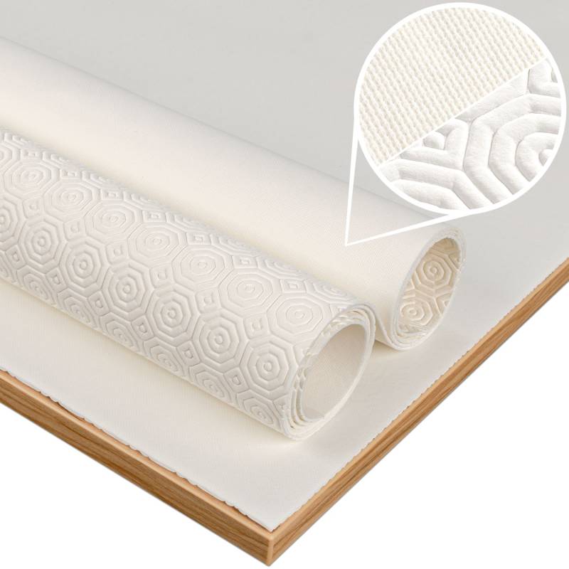 Tischschoner Tischpolster Molton Tischdeckenunterlage rutschfest 2mm Gemustert Weiß PVC Polyester Rücken 100x140cm Weiß von Anro