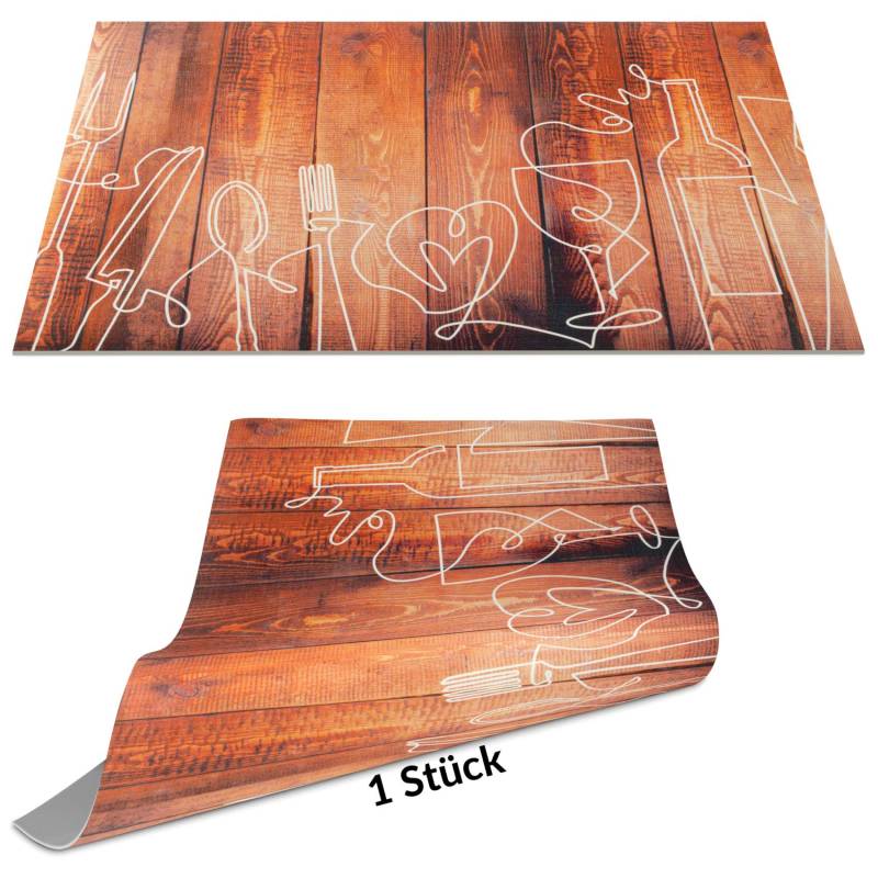 Tischset Platzset Platzdeckchen abwaschbar Tischuntersetzer PVC Placemat hitzebeständig 30x45cm Holz Scratch von Anro