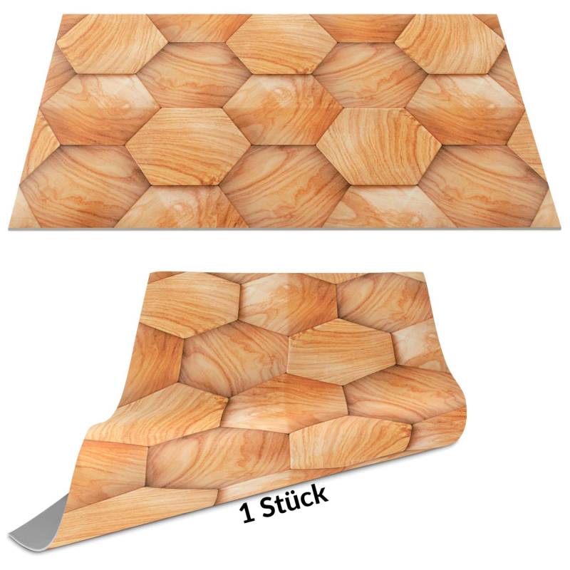 Tischset Platzset Platzdeckchen abwaschbar Tischuntersetzer PVC Placemat hitzebeständig 30x45cm Holzoptik Geometrie Beige von Anro