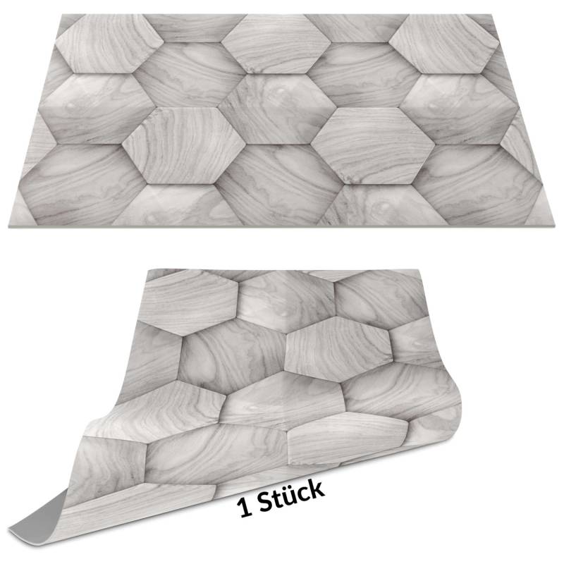 Tischset Platzset Platzdeckchen abwaschbar Tischuntersetzer PVC Placemat hitzebeständig 30x45cm Holzoptik Geometrie Grau von Anro
