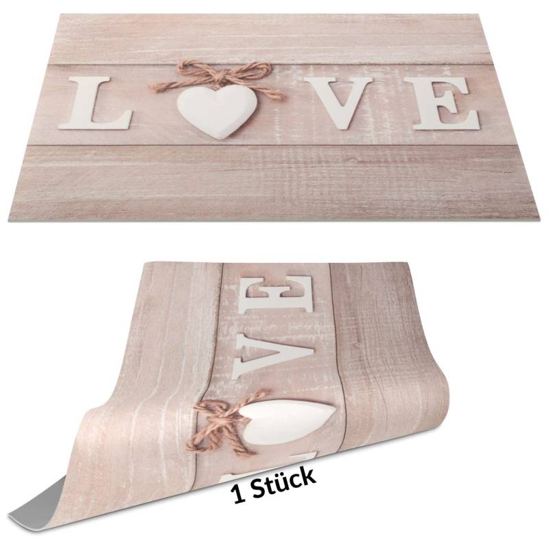 Tischset Platzset Platzdeckchen abwaschbar Tischuntersetzer PVC Placemat hitzebeständig 30x45cm Liebe Holz Brett von Anro