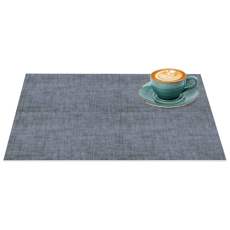 Tischsets Platzsets PVC Platzdeckchen abwaschbar Tischuntersetzer Uni Leinen Dark 35x50cm von Anro