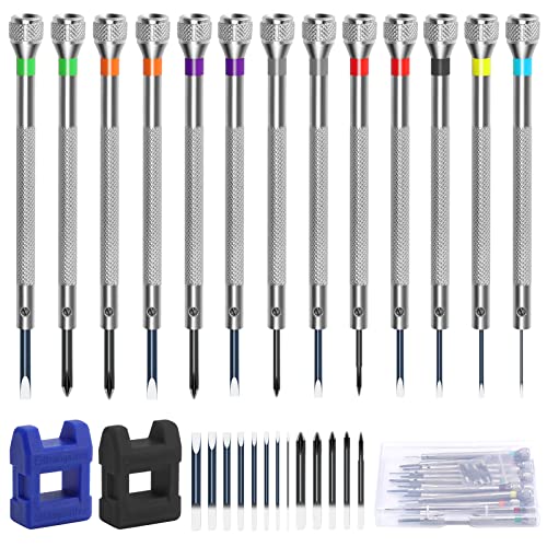 Anruyi 13 Stück Uhrmacher schraubendreher Set, 0.6mm-2.0mm Feinmechaniker Schraubendreher Set mit Entmagnetisierer und Box Mini Schraubendrehersatz für Uhren Brillen Elektronik Laptop Anruyi 13 Stück Uhrmacher schraubendreher Set, 0.6mm-2.0mm Feinmechaniker Schraubendreher Set mit Entmagnetisierer und Box Mini Schraubendrehersatz für Uhren Brillen Elektronik Laptop von Anruyi