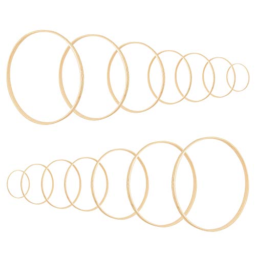Anruyi 14 Stück Traumfänger Ringe Bambus Floral Hoop Set Holz Stickrahmen Ringe Hoops Basteln Mobile Ring Makramee Craft Hoop Ringe für DIY Hochzeit Kranz Deko Traumfänger und Handwerk (7 Größe) von Anruyi