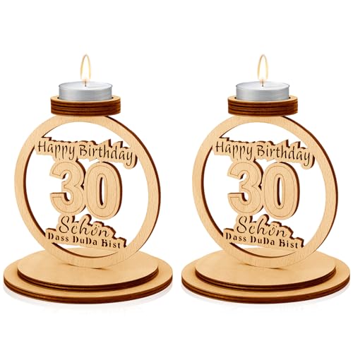 2er Set Originelles Geschenk zum 30. Geburtstag - Kerzenständer aus Holz Geschenke, Geburtstagsgeschenk für 30-jährige Mann Frau, 30. Happy Birthday - Desktop-Deko Kommt mit Zwei 2 Kerze 2er Set Originelles Geschenk zum 30. Geburtstag - Kerzenständer aus Holz Geschenke, Geburtstagsgeschenk für 30-jährige Mann Frau, 30. Happy Birthday - Desktop-Deko Kommt mit Zwei 2 Kerze von Anruzon