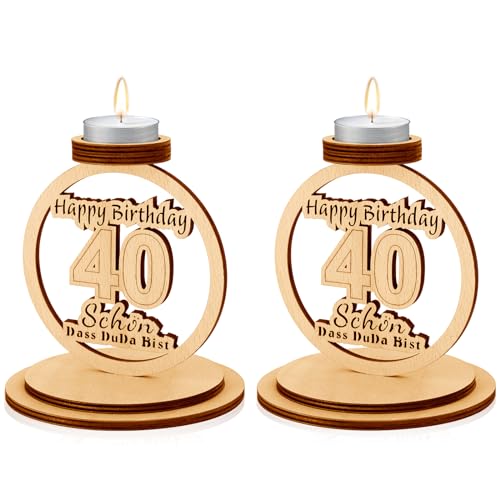 2er Set Originelles Geschenk zum 40. Geburtstag - Kerzenständer aus Holz Geschenke, Geburtstagsgeschenk für 40-jährige Mann Frau, 40. Happy Birthday - Desktop-Deko Kommt mit Zwei 2 Kerze 2er Set Originelles Geschenk zum 40. Geburtstag - Kerzenständer aus Holz Geschenke, Geburtstagsgeschenk für 40-jährige Mann Frau, 40. Happy Birthday - Desktop-Deko Kommt mit Zwei 2 Kerze von Anruzon