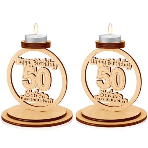 2er Set Originelles Geschenk zum 50. Geburtstag - Kerzenständer aus Holz Geschenke, Geburtstagsgeschenk für 50-jährige Mann Frau, 50. Happy Birthday - Desktop-Deko Kommt mit Zwei 2 Kerze 2er Set Originelles Geschenk zum 50. Geburtstag - Kerzenständer aus Holz Geschenke, Geburtstagsgeschenk für 50-jährige Mann Frau, 50. Happy Birthday - Desktop-Deko Kommt mit Zwei 2 Kerze von Anruzon