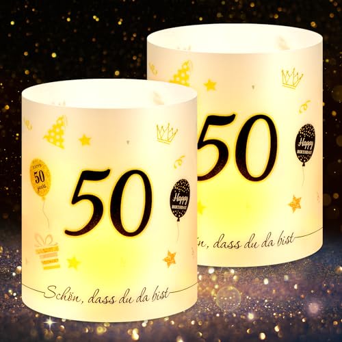 Originelle 20 Windlicht Tischdeko 50 Geburtstag, Deko 50. Geburtstag Frau Mann, 50 Jahre Happy Birthday Tischdeko, Geschenke zum 50 Geburtstag, Geeignet für Teelichter oder Kerzen von Anruzon