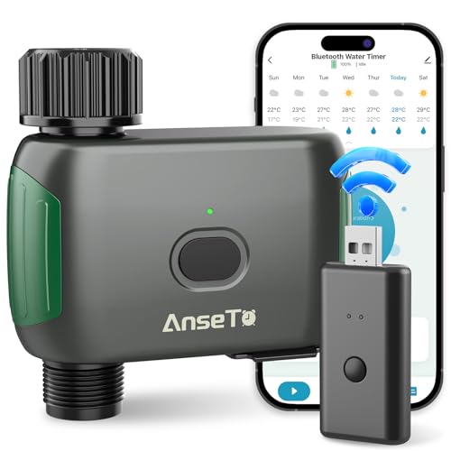 AnseTo Bewässerungscomputer WLAN Bewässerungssystem für Garten Bewässerung,Bewässerungssteuerung System für Pflanzen Kompatibel mit Alexa und Google Home, mit WiFi Fernbedienung und 2 Bewässerungsmodi von AnseTo