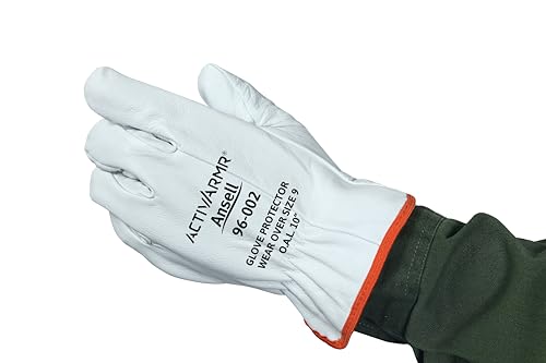 Ansell ActivArmr 96-002, Elektriker-Schutzhandschuhe, Elektroschutz Klass 00 & 0 (500V-1000V), Elektrisch Isolierende Lederhandschuhe, Größe M (1 Paar) von Ansell