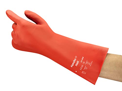 Ansell AlphaTec 15-554 Polyvinyl-Alkohol beschichtige Handschuhe, Chemikalien- und Flüssigkeitsschutz, Rot, Größe XL (1 Paar) von Ansell