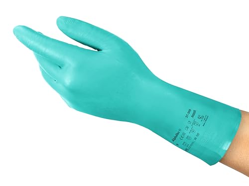 Ansell AlphaTec 37-300 Mehrzweckhandschuhe aus Nitril, Chemikalienschutz, Lebensmittel Geeignet, Wiederverwendbare Nitrilhandschuhe, Hausputz, Haushalt, Kochen, Grün, Größe S (12 Paar) von Ansell