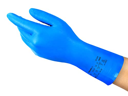 Ansell AlphaTec 37-310 Mehrzweckhandschuhe aus Nitril, Chemikalienschutz, Lebensmittel Geeignet, Wiederverwendbare Nitrilhandschuhe, Hausputz, Haushalt, Kochen, Blau, Größe S (12 Paar) von Ansell