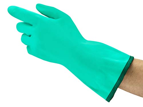 Ansell AlphaTec 37-340 Nitril-Handschuhe, Chemikalienschutz-Handschuh, Chemikalien- und Flüssigkeitsschutz, Arbeitshandschuhe Wiederverwendbar, Grün, Größe S (12 Paar) von Ansell