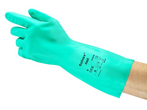 Ansell AlphaTec 37-675 Chemikalienschutz-Handschuhe aus Nitril, Wiederverwendbare Chemie-Handschuhe für Industrie, Lebensmittel Geeignet, Arbeitshandschuhe Latexfrei, Grün, Größe 2XL (12 Paar) von Ansell