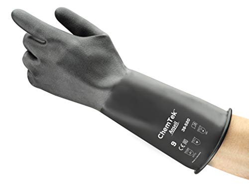 Ansell AlphaTec 38-520 Chemikalien Handschuhe, Maximaler Schutz für Gefährliche Arbeiten, Größe S (1 Paar) 38520 Schwarz 7 von Ansell