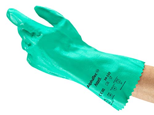 Ansell AlphaTec 39-122 Nitril-Handschuhe, Chemikalien- und Flüssigkeitsschutz, Grün, Größe 9 (12 Paar) von Ansell