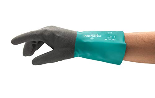 Ansell AlphaTec 58-270 Nitril-Handschuhe, Chemikalien- und Flüssigkeitsschutz, Grün, Größe 8 (12 Paar) von Alphatec